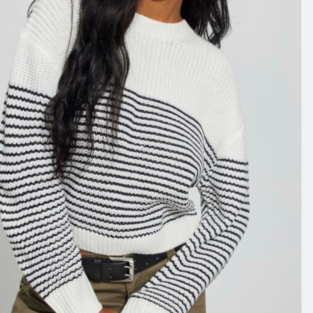 Garage Sweater striped pullover cropped XS long sleeve EUC